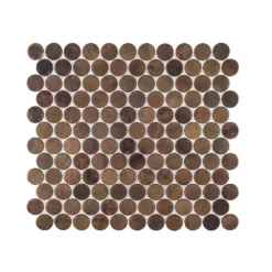 Copper Pennies Brown 11.875 in. x 11.625 in. Penny Round Brushed Metal Mosaic Tile (9.587 sq. ft./Case) by Jeffrey Court