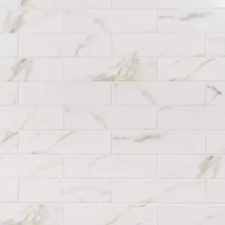 Santorini Calacatta White 2.95 in. x 11.81 in. Polished Ceramic Wall Tile (5.38 sq. ft./Case) by Ivy Hill Tile -The Elite Tile Sales Store calacatta ivy hill tile ceramic tile ext3rd108048 4f 1000