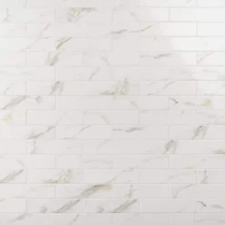 Santorini Calacatta White 2.95 in. x 11.81 in. Polished Ceramic Wall Tile (5.38 sq. ft./Case) by Ivy Hill Tile