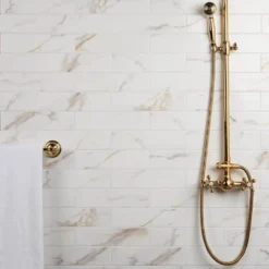 Santorini Calacatta White 2.95 in. x 11.81 in. Polished Ceramic Wall Tile (5.38 sq. ft./Case) by Ivy Hill Tile -The Elite Tile Sales Store calacatta ivy hill tile ceramic tile ext3rd108048 76 1000