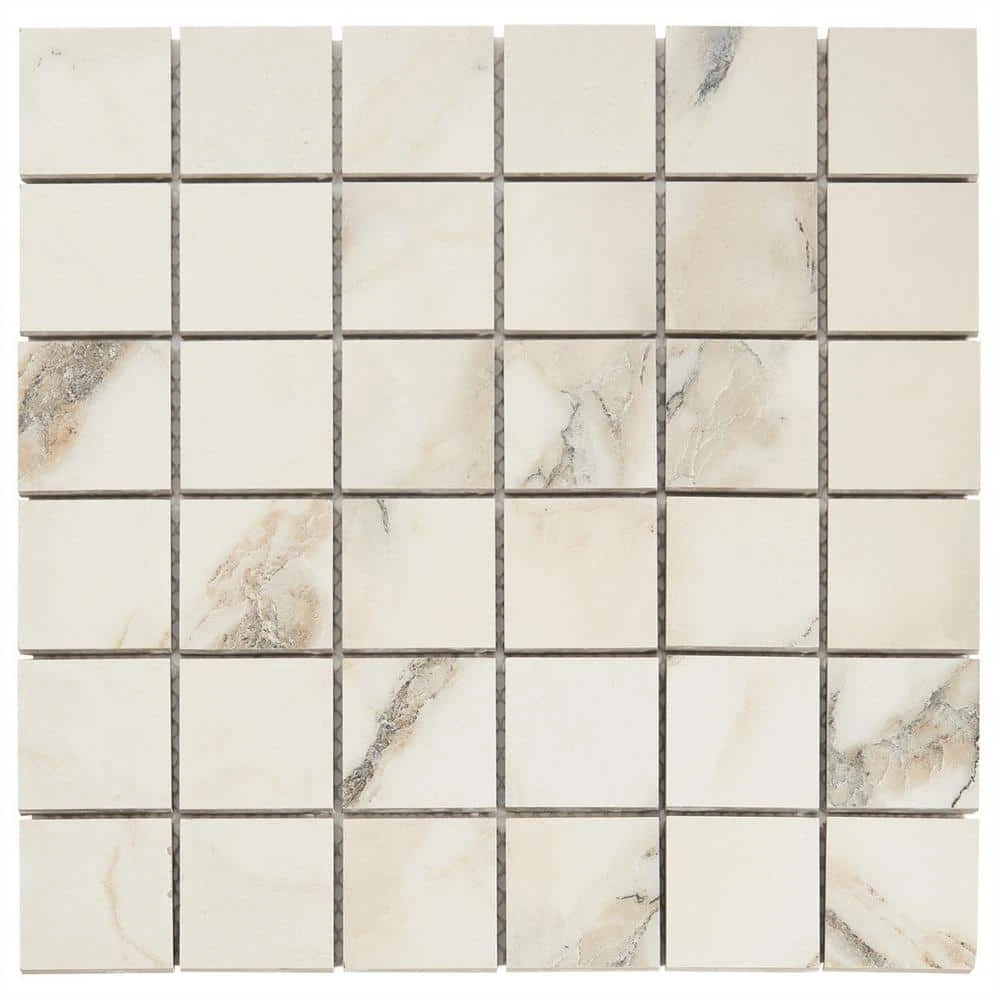Saroshi Calacatta Rustico 11.81 in. x 11.81 in. Matte Porcelain Floor and Wall Mosaic Tile (0.96 sq. ft./Each) by Ivy Hill Tile 9 Saroshi Calacatta Rustico 11.81 in. x 11.81 in. Matte Porcelain Floor and Wall Mosaic Tile (0.96 sq. ft./Each) by Ivy Hill Tile - Image 7
