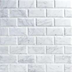White Carrara Beveled 3 in. x 6 in. x 9mm Polished Marble Subway Tile (40 pieces / 5 sq. ft. / box) by Ivy Hill Tile -The Elite Tile Sales Store carrara ivy hill tile marble tile ext3rd100389 4f 1000
