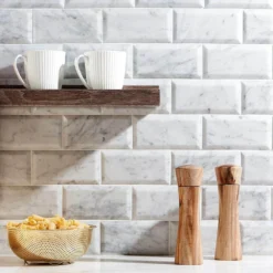 White Carrara Beveled 3 in. x 6 in. x 9mm Polished Marble Subway Tile (40 pieces / 5 sq. ft. / box) by Ivy Hill Tile -The Elite Tile Sales Store carrara ivy hill tile marble tile ext3rd100389 c3 1000