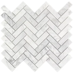 White Carrara Herringbone 12 in. x 12 in. 10mm Polished Marble Stone Mosaic Wall Tile (1 sq. ft.) by Ivy Hill Tile -The Elite Tile Sales Store carrara ivy hill tile marble tile ext3rd104818 66 1000