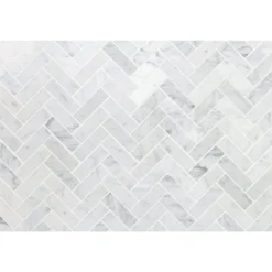 White Carrara Herringbone 12 in. x 12 in. 10mm Polished Marble Stone Mosaic Wall Tile (1 sq. ft.) by Ivy Hill Tile -The Elite Tile Sales Store carrara ivy hill tile marble tile ext3rd104818 a0 1000
