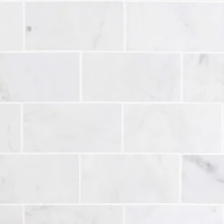 White Carrara 3 in. x 6 in. x 9mm Polished Marble Subway Tile (40 pieces / 5 sq. ft. / box) by Ivy Hill Tile