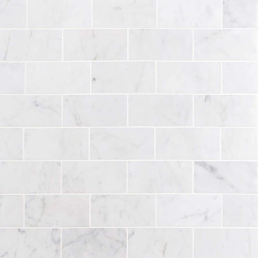 White Carrara 3 in. x 6 in. x 9mm Polished Marble Subway Tile (40 pieces / 5 sq. ft. / box) by Ivy Hill Tile 7 White Carrara 3 in. x 6 in. x 9mm Polished Marble Subway Tile (40 pieces / 5 sq. ft. / box) by Ivy Hill Tile - Image 5