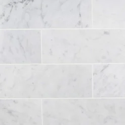 White Carrara 4 in. x 12 in. x 9mm Polished Marble Subway Tile (30 pieces / 10 sq. ft. / box) by Ivy Hill Tile