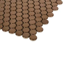 Copper Penny Round 12 in. x 12 in. x 8 mm Stainless Steel Metal Mosaic Wall Tile by Ivy Hill Tile -The Elite Tile Sales Store copper ivy hill tile metal tile ext3rd101739 4f 1000