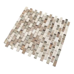 Molten 11.875 in. x 11.25 in. Interlocking Cream Glass/Cream and Emperador Marble Mosaic Tile (.927 sq. ft./Each) by Jeffrey Court 17 Molten 11.875 in. x 11.25 in. Interlocking Cream Glass/Cream and Emperador Marble Mosaic Tile (.927 sq. ft./Each) by Jeffrey Court -The Elite Tile Sales Store cream jeffrey court glass tile 99481 fa 1000