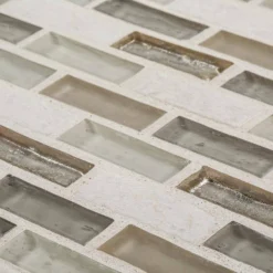 Afternoon Tea Cream 11.5 in. x 11.625 in. Interlocking Mixed Glass and Stone Mosaic Wall Tile (14.83 sq. ft./Case) by Jeffrey Court -The Elite Tile Sales Store cream jeffrey court glass tile 99621 1d 1000