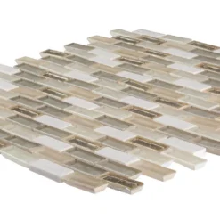 Afternoon Tea Cream 11.5 in. x 11.625 in. Interlocking Mixed Glass and Stone Mosaic Wall Tile (14.83 sq. ft./Case) by Jeffrey Court -The Elite Tile Sales Store cream jeffrey court glass tile 99621 40 1000