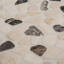 Emperador River Rocks Cream 11.5 in. x 11.5 in. Interlock Travertine/Marble Wall/Floor Mosaic Tile (9.18 sq. ft./Case) by Jeffrey Court -The Elite Tile Sales Store cream jeffrey court marble tile 99049 1d 1000