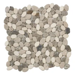 Emperador River Rocks Cream 11.5 in. x 11.5 in. Interlock Travertine/Marble Wall/Floor Mosaic Tile (9.18 sq. ft./Case) by Jeffrey Court