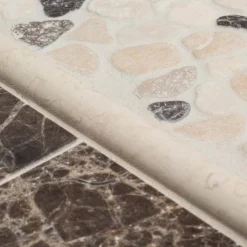 Emperador River Rocks Cream 11.5 in. x 11.5 in. Interlock Travertine/Marble Wall/Floor Mosaic Tile (9.18 sq. ft./Case) by Jeffrey Court -The Elite Tile Sales Store cream jeffrey court marble tile 99049 a0 1000