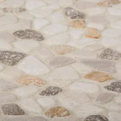 Creama River Rock 11.25 in. x 11.25 in. Honed Marble/ Limestone Floor and Wall Mosaic Tile (.0878 sq. ft./Each) by Jeffrey Court -The Elite Tile Sales Store cream jeffrey court marble tile 99052 66 1000