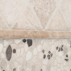 River Rock Medley 11.5 in. x 11.5 in. Cream Travertine/Cream and Brown Marble Floor/Wall Mosaic Tile (9.18 sq. ft./Case) by Jeffrey Court -The Elite Tile Sales Store cream jeffrey court mosaic tile 99035 a0 1000 1
