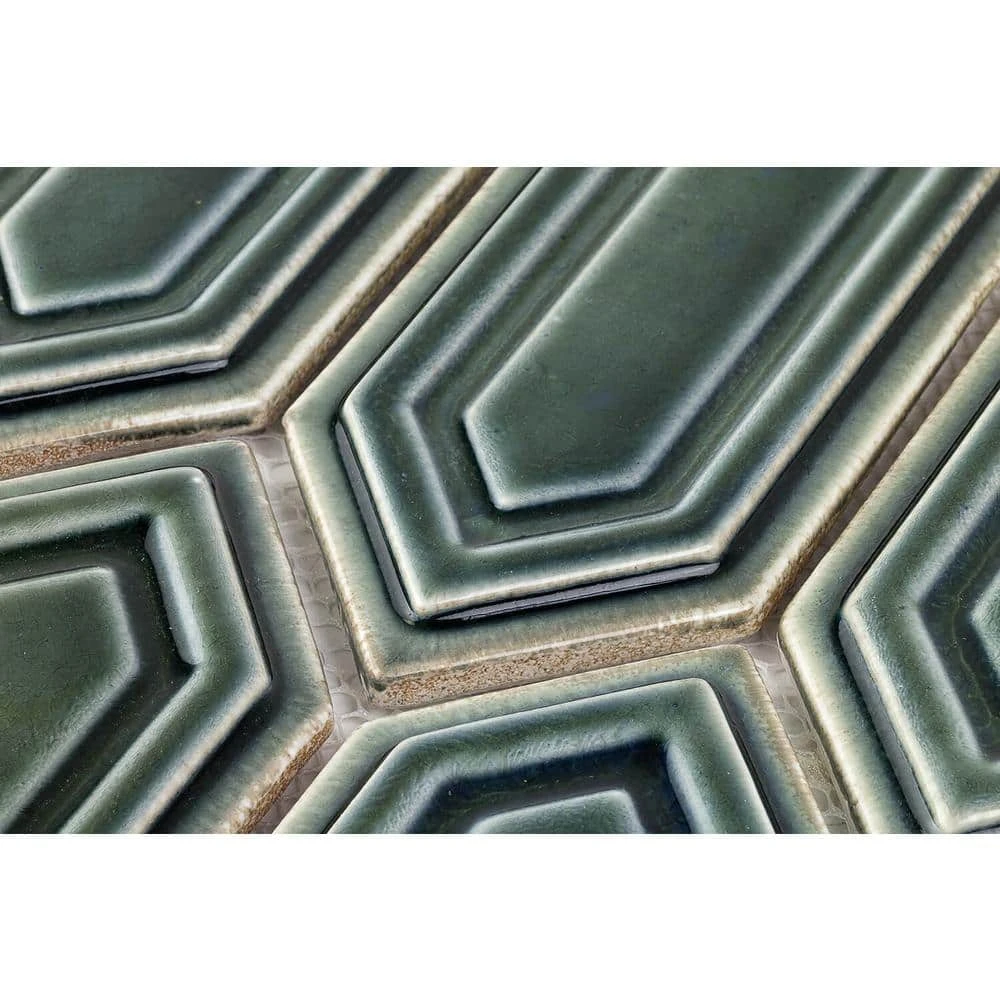 Delphi Hexagon Deep Emerald 9.5 in. x 15.5 in. Glazed Ceramic Mosaic Tile (1.02 sq. ft./Sheet) by Ivy Hill Tile 6 Delphi Hexagon Deep Emerald 9.5 in. x 15.5 in. Glazed Ceramic Mosaic Tile (1.02 sq. ft./Sheet) by Ivy Hill Tile - Image 4