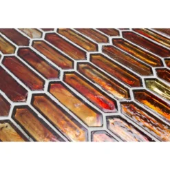 Fargin Sunset Elongated Hexagon 12 in. x 10 in. x 7mm Polished Glass Mosaic Tile (0.82 sq. ft.) by Ivy Hill Tile -The Elite Tile Sales Store fiery red orange ivy hill tile glass tile ext3rd100218 40 1000
