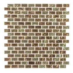 Infusion Gold Metallic 11.875 in. x 11.375 in. Interlocking Brick Glass Mosaic Tile (0.938 sq. ft/Each) by Jeffrey Court
