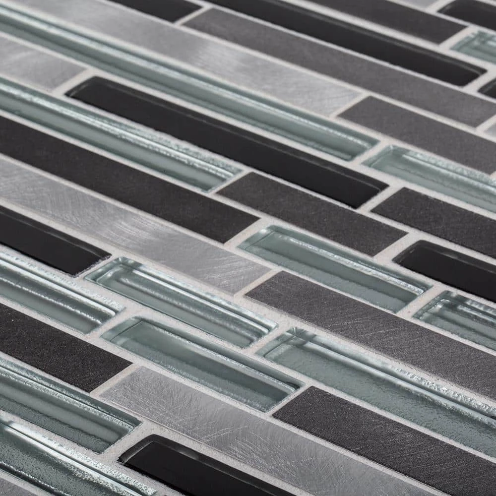 Binary Code Gray and Blue 11.625 in. x 11.625 in. Interlocking Glass and Metal Mosaic Tile (14.22 sq. ft./Case) by Jeffrey Court 6 Binary Code Gray and Blue 11.625 in. x 11.625 in. Interlocking Glass and Metal Mosaic Tile (14.22 sq. ft./Case) by Jeffrey Court - Image 4