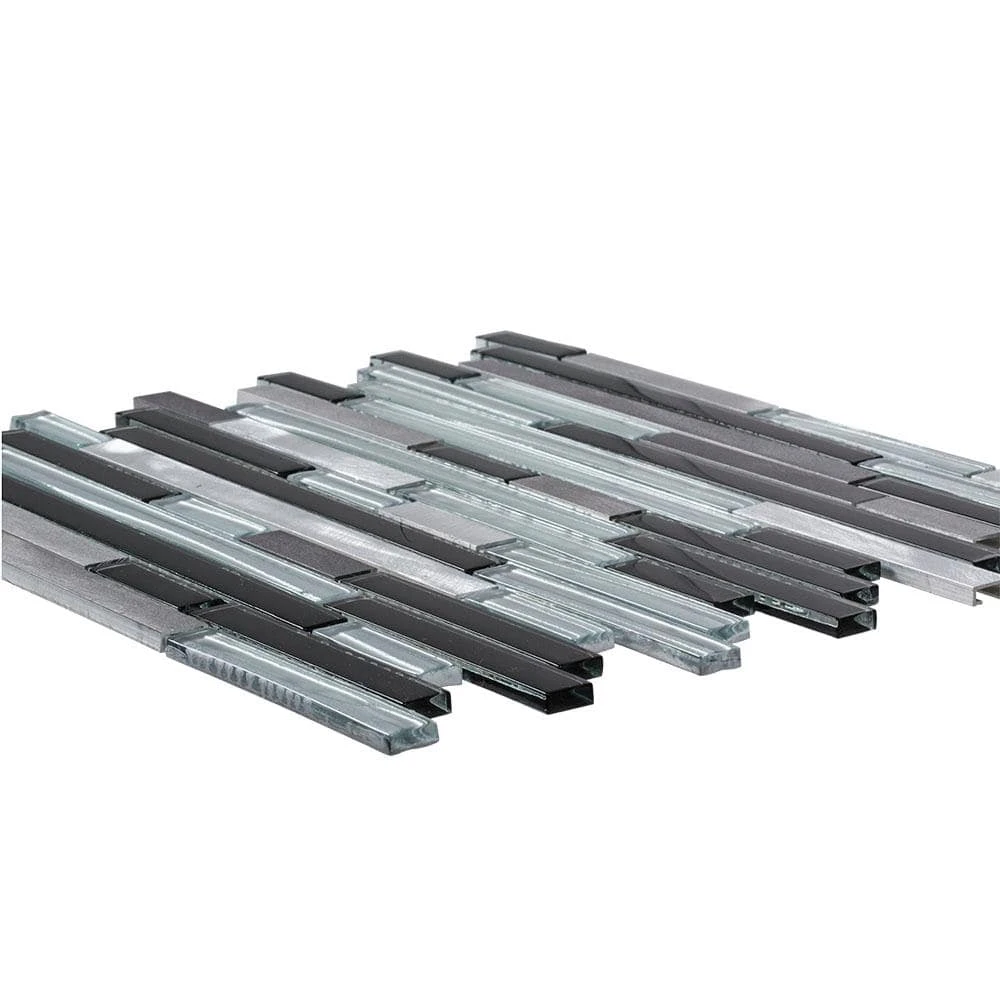 Binary Code Gray and Blue 11.625 in. x 11.625 in. Interlocking Glass and Metal Mosaic Tile (14.22 sq. ft./Case) by Jeffrey Court 5 Binary Code Gray and Blue 11.625 in. x 11.625 in. Interlocking Glass and Metal Mosaic Tile (14.22 sq. ft./Case) by Jeffrey Court - Image 3