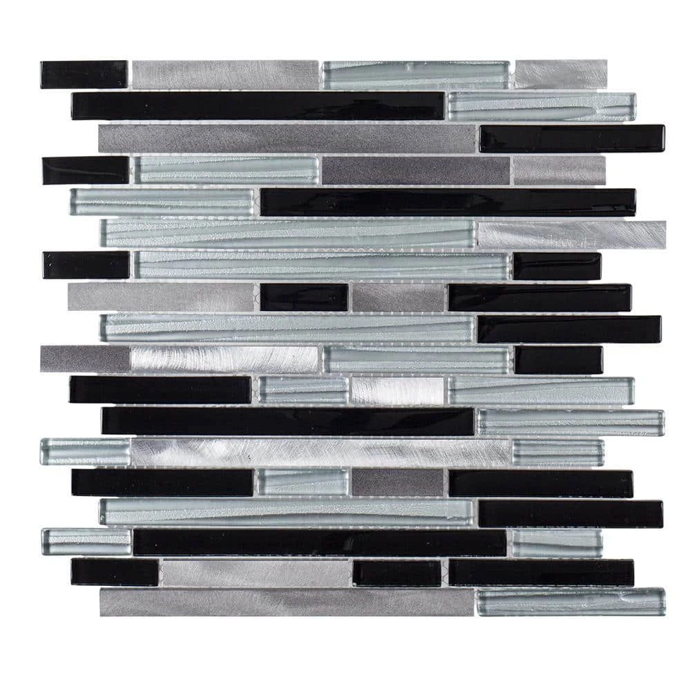 Binary Code Gray and Blue 11.625 in. x 11.625 in. Interlocking Glass and Metal Mosaic Tile (14.22 sq. ft./Case) by Jeffrey Court 3 Binary Code Gray and Blue 11.625 in. x 11.625 in. Interlocking Glass and Metal Mosaic Tile (14.22 sq. ft./Case) by Jeffrey Court