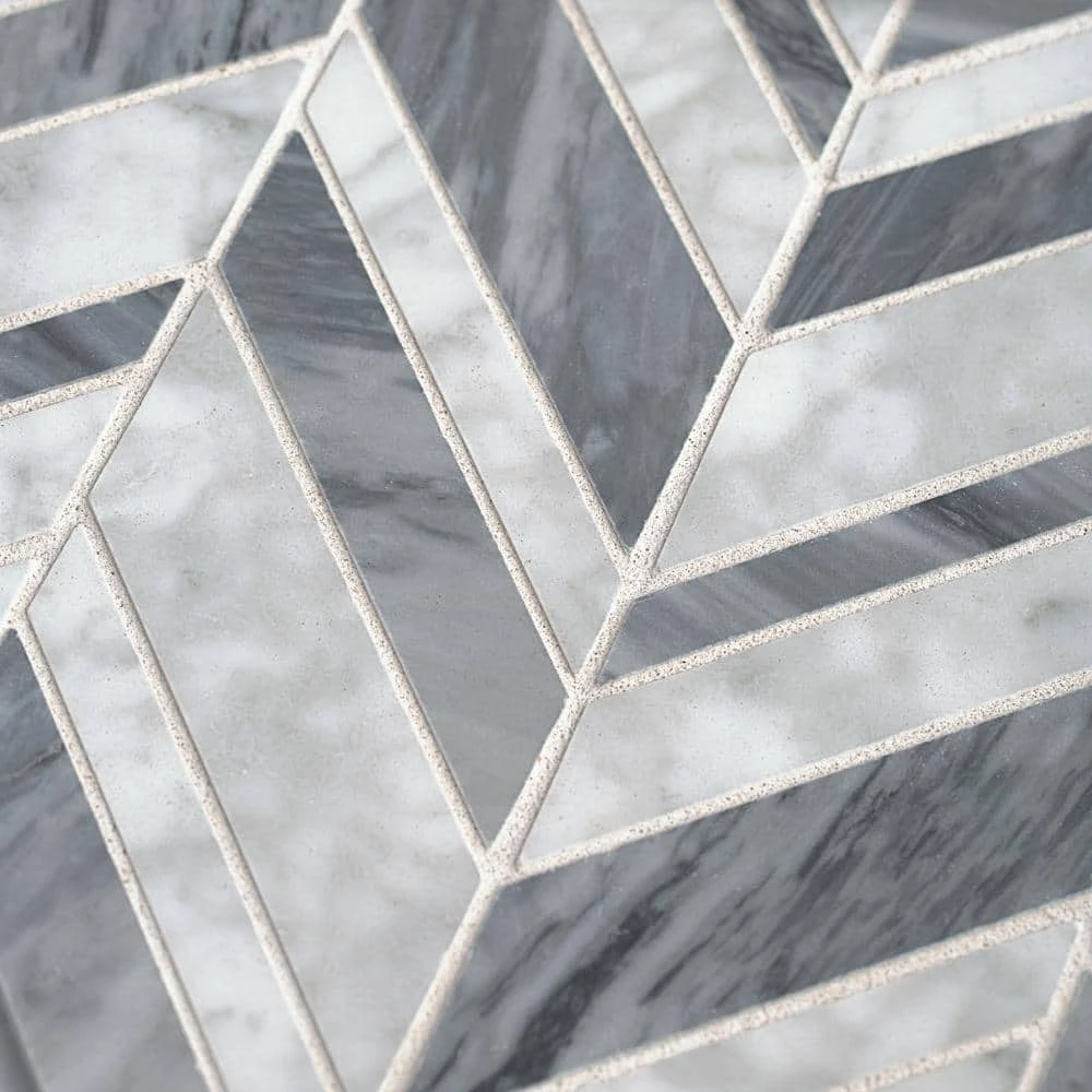 Carlton Gray 11.625 in. x 12 in. Chevron Marble Wall and Floor Mosaic Tile (9.68 sq. ft./Case) by Jeffrey Court 6 Carlton Gray 11.625 in. x 12 in. Chevron Marble Wall and Floor Mosaic Tile (9.68 sq. ft./Case) by Jeffrey Court - Image 4