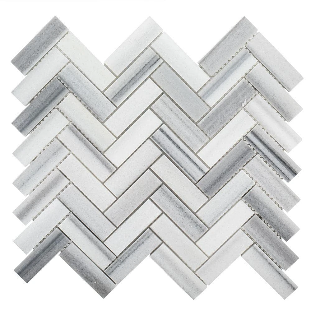 Zebra Plains Gray 12.875 in x 11.125 in. Herringbone Polished Marble Wall and Floor Mosaic Tile (9.947 sq. ft./Case) by Jeffrey Court 3 Zebra Plains Gray 12.875 in x 11.125 in. Herringbone Polished Marble Wall and Floor Mosaic Tile (9.947 sq. ft./Case) by Jeffrey Court