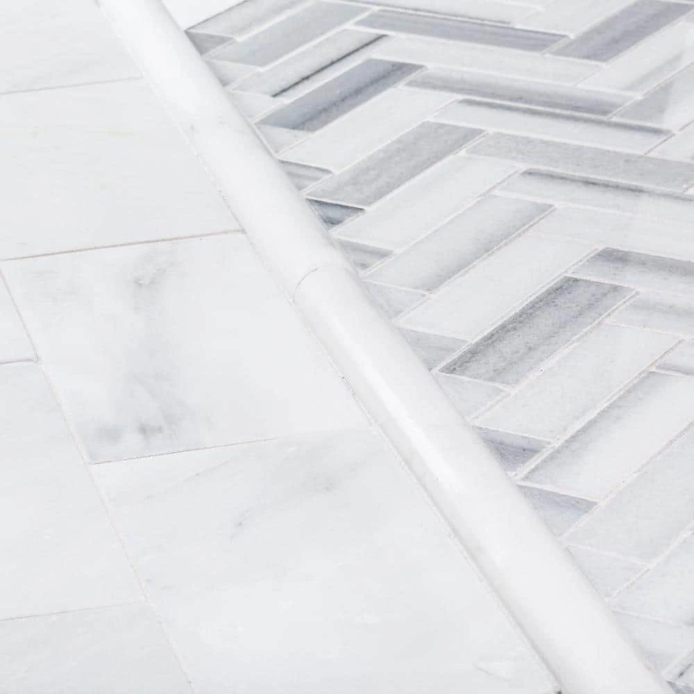 Zebra Plains Gray 12.875 in x 11.125 in. Herringbone Polished Marble Wall and Floor Mosaic Tile (9.947 sq. ft./Case) by Jeffrey Court 6 Zebra Plains Gray 12.875 in x 11.125 in. Herringbone Polished Marble Wall and Floor Mosaic Tile (9.947 sq. ft./Case) by Jeffrey Court - Image 4