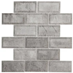 Tundra Grey 2 x 4 Beveled 10 in. x 11.75 in. Interlocking Polished Marble Mosaic Tile (0.815 sq. ft./Each) by Jeffrey Court