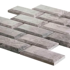 Tundra Grey 2 x 4 Beveled 10 in. x 11.75 in. Interlocking Polished Marble Mosaic Tile (0.815 sq. ft./Each) by Jeffrey Court -The Elite Tile Sales Store gray grey jeffrey court marble tile 99652 fa 1000