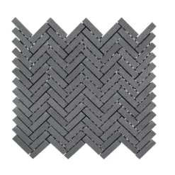 Basalt Herringbone Gray 10 in. x 10.75 in Honed Basalt Wall and Floor Mosaic Tile (0.765 sq. ft./Each) by Jeffrey Court
