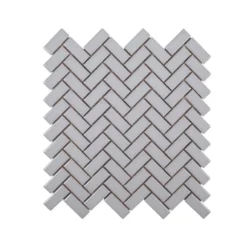 Wolfe Grey Herringbone 10.25 in. x 11 in. Glossy Ceramic Mosaic Tile (7.83 sq. ft./Case) by Jeffrey Court