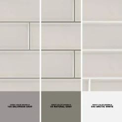 Weather Grey 3 in. x 12 in. Glossy Ceramic Wall Tile (16.5 sq. ft./Case) by Jeffrey Court -The Elite Tile Sales Store gray jeffrey court ceramic tile 99345 1d 1000