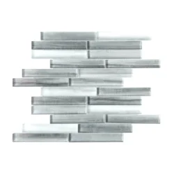 Illusion Haze Gray 11.625 in. x 11.625 in. Interlocking Gloss Glass Mosaic Tile (14.07 sq. ft./Case) by Jeffrey Court