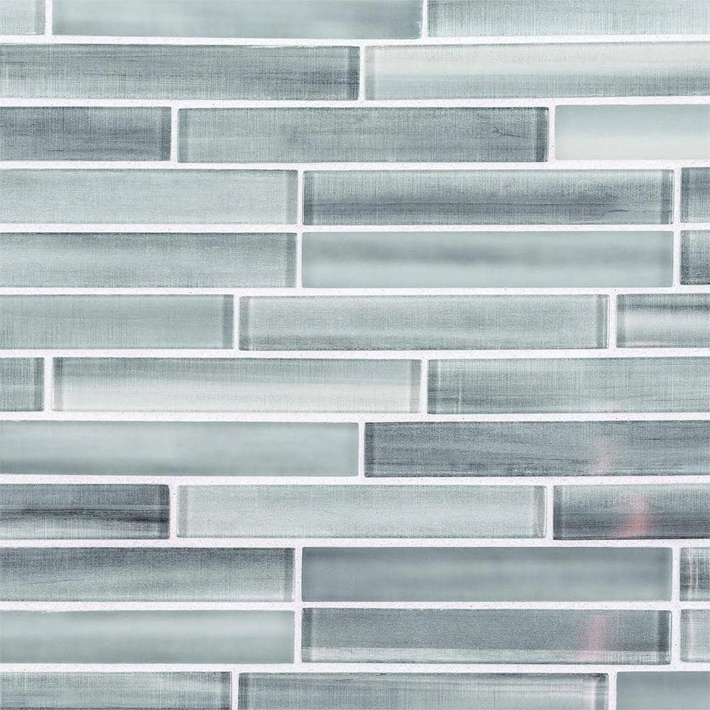 Illusion Haze Gray 11.625 in. x 11.625 in. Interlocking Gloss Glass Mosaic Tile (14.07 sq. ft./Case) by Jeffrey Court 6 Illusion Haze Gray 11.625 in. x 11.625 in. Interlocking Gloss Glass Mosaic Tile (14.07 sq. ft./Case) by Jeffrey Court - Image 4
