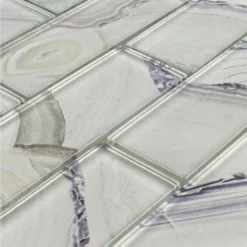 Geode Brick Gray 11.625 in. x 11.25 in. Interlocking Glossy Glass Mosaic Tile (0.908 sq. ft./Each) by Jeffrey Court -The Elite Tile Sales Store gray jeffrey court glass tile 95738 1d 1000