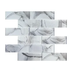 Geode Brick Gray 11.625 in. x 11.25 in. Interlocking Glossy Glass Mosaic Tile (0.908 sq. ft./Each) by Jeffrey Court