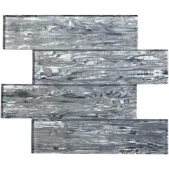 Abalone Gray 3 in. x 12 in. Glossy Glass Wall Tile (1 sq. ft./Pack) by Jeffrey Court -The Elite Tile Sales Store gray jeffrey court glass tile 97930 77 1000