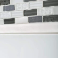 Silver Tradition Mini Brick Gray 9.75 in. x 11.875 in. Interlocking Mixed Glass/Marble Mosaic Tile (8.04 sq. ft./Case) by Jeffrey Court -The Elite Tile Sales Store gray jeffrey court glass tile 99151 31 1000