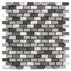 Stealth Grey 11.875 in. x 11.25 in. Interlocking Gloss Glass/Matte Metal Wall Mosaic Tile (9.27 sq. ft./Case) by Jeffrey Court