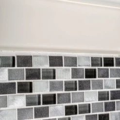 Stealth Grey 11.875 in. x 11.25 in. Interlocking Gloss Glass/Matte Metal Wall Mosaic Tile (9.27 sq. ft./Case) by Jeffrey Court -The Elite Tile Sales Store gray jeffrey court glass tile 99588 c3 1000