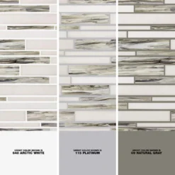 Coastal Skies Grey 11.875 in. x 11.75 in. Interlocking Glossy Glass Mosaic Tile (0.968 sq. ft./Each) by Jeffrey Court -The Elite Tile Sales Store gray jeffrey court glass tile 99590 1d 1000