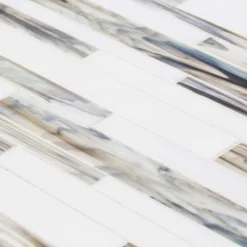 Coastal Skies Grey 11.875 in. x 11.75 in. Interlocking Glossy Glass Mosaic Tile (0.968 sq. ft./Each) by Jeffrey Court -The Elite Tile Sales Store gray jeffrey court glass tile 99590 66 1000