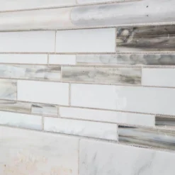 Coastal Skies Grey 11.875 in. x 11.75 in. Interlocking Glossy Glass Mosaic Tile (0.968 sq. ft./Each) by Jeffrey Court -The Elite Tile Sales Store gray jeffrey court glass tile 99590 a0 1000