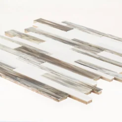 Coastal Skies Grey 11.875 in. x 11.75 in. Interlocking Glossy Glass Mosaic Tile (0.968 sq. ft./Each) by Jeffrey Court -The Elite Tile Sales Store gray jeffrey court glass tile 99590 fa 1000