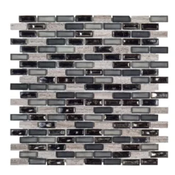 Coal Mine Gray 11.5 in. x 11.625 in. Interlocking Mixed Glass and Stone Mosaic Tile (14.99 sq. ft./Case) by Jeffrey Court