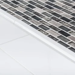 Coal Mine Gray 11.5 in. x 11.625 in. Interlocking Mixed Glass and Stone Mosaic Tile (14.99 sq. ft./Case) by Jeffrey Court -The Elite Tile Sales Store gray jeffrey court glass tile 99620 a0 1000