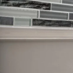 Waves of Grey/Silver 11.875 in. x 11.375 in. Interlocking Glossy Glass/Metal Mosaic Tile (0.938 sq. ft./Each) by Jeffrey Court -The Elite Tile Sales Store gray jeffrey court glass tile 99716 a0 1000